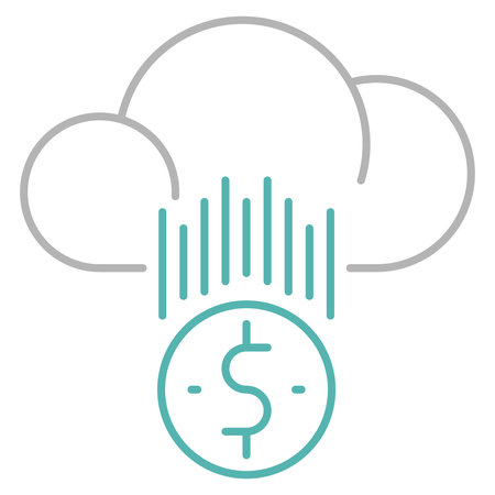 cloud computing with coin and dollar vector illustration neon line style icon designのイラスト素材