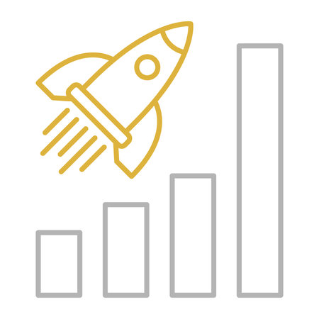 startup rocket with bar chart vector illustration design graphic flat style iconのイラスト素材