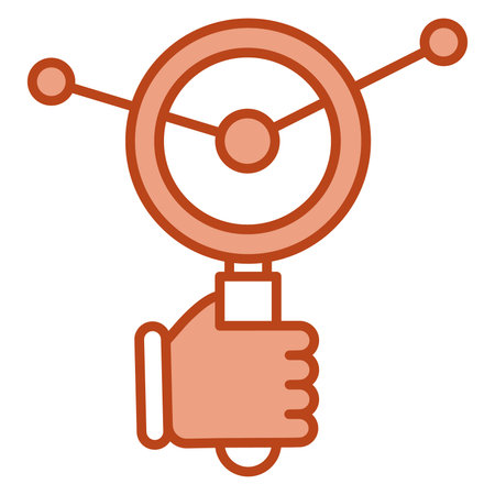 hand with magnifying glass isolated icon vector illustration design  orange lineのイラスト素材