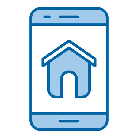 smartphone device with house shape vector illustration design graphic flat style blueのイラスト素材