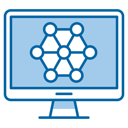 Computer network flat icon. Vector illustration. Blue pictogram is isolated on a white background.のイラスト素材