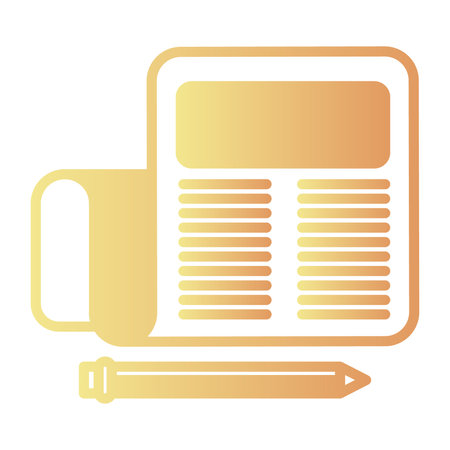 newspaper with pencil isolated icon vector illustration design  yellow colorのイラスト素材
