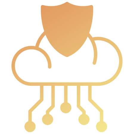 Cloud security flat icon. Data protection vector illustration isolated on white. Data protection gradient style design, designed for web and app. Eps 10.のイラスト素材