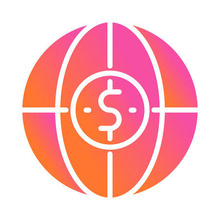 Global money flat icon. Globe with dollar sign gradient style design, designed for web and app. Eps 10のイラスト素材