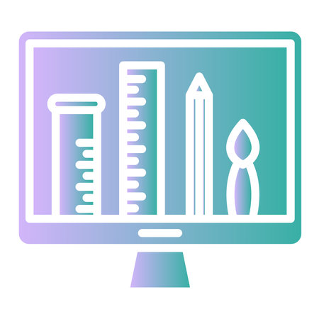 Computer screen flat icon. Education gradient style design, designed for web and app. Eps 10.のイラスト素材