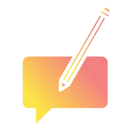 Pencil with speech bubble flat icon. Education gradient style design, designed for web and app. Eps 10のイラスト素材
