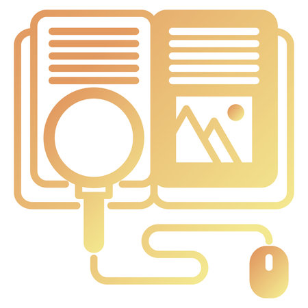 Book and magnifier flat icon. Education yellow icons on white background. Studying gradient style design, designed for web and app. Eps 10.のイラスト素材