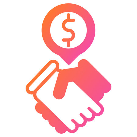 Money transfer flat icon. Handshake vector illustration isolated on white. Partnership gradient style design, designed for web and app. Eps 10.のイラスト素材