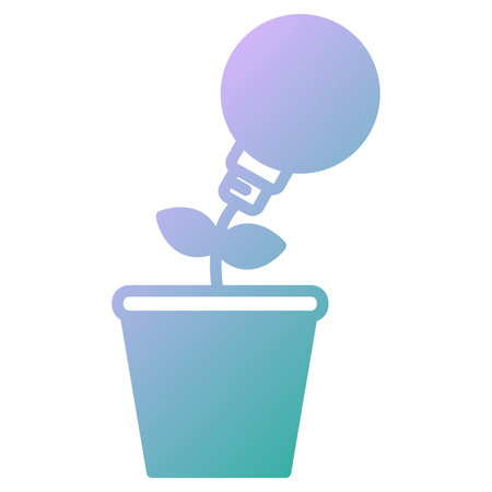 bulb light with plant pot vector illustration design graphic flat style gradientのイラスト素材