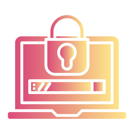 Laptop and padlock flat icon. Internet security gradient style design, designed for web and app. Eps 10のイラスト素材
