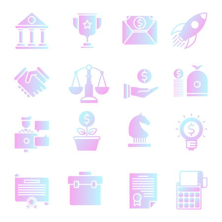 Set of business and finance icons in gradient colors. Vector illustration.のイラスト素材