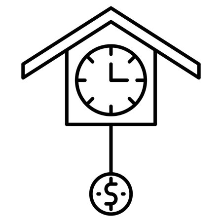 house with clock and dollar symbol vector illustration graphic design in black and whiteのイラスト素材