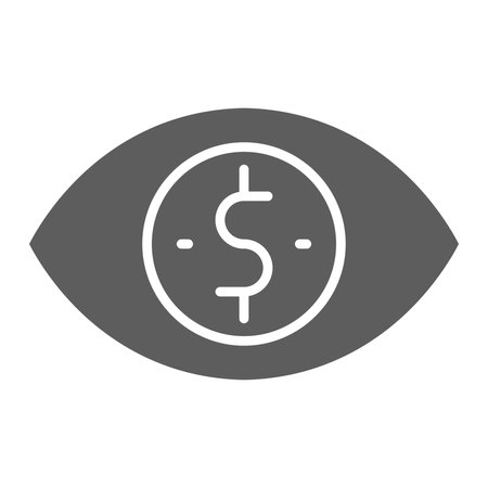 Eye with dollar solid icon. Money vector illustration isolated on white. Dollar glyph style design, designed for web and app. Eps 10のイラスト素材