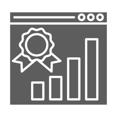 Diagram solid icon. Web analytics with award glyph style pictogram on white background. Website statistics signs for mobile concept and web design. Vector graphics.のイラスト素材