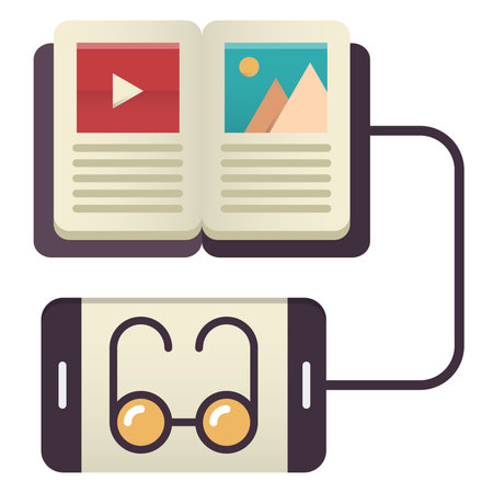 Smartphone and ebook icon. Flat illustration of smartphone and ebook icon for web designのイラスト素材