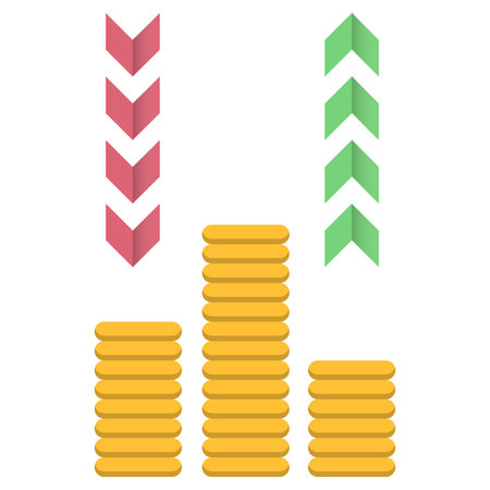 Stacks of gold coins. Vector illustration in a flat style.のイラスト素材