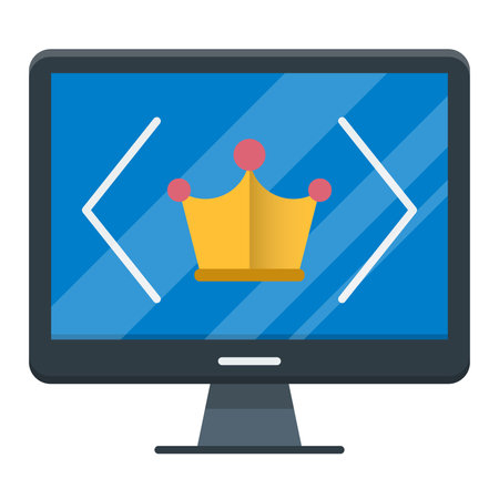 Computer screen with crown icon. Flat illustration of computer screen with crown icon for web designのイラスト素材
