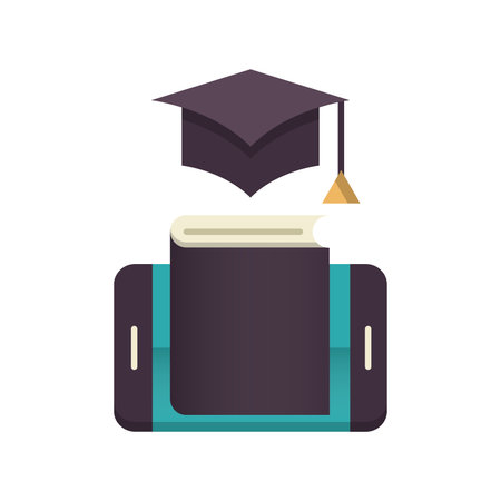 Smartphone and graduation cap icon. Education online and elearning theme. Isolated design. Vector illustrationのイラスト素材