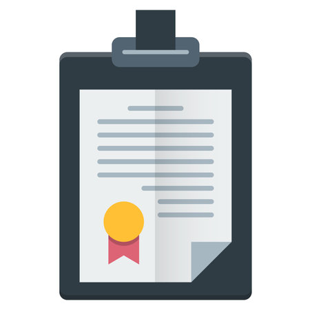 Clipboard with certificate icon. Vector illustration in flat style.のイラスト素材