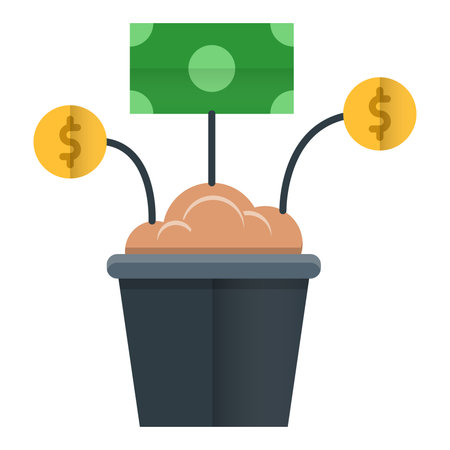 Flat design vector illustration concept of saving money in a pot.のイラスト素材