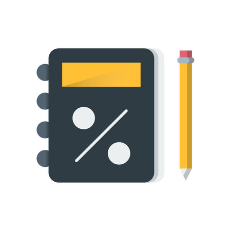Calculator and pencil icon. Flat color design. Vector illustration.のイラスト素材
