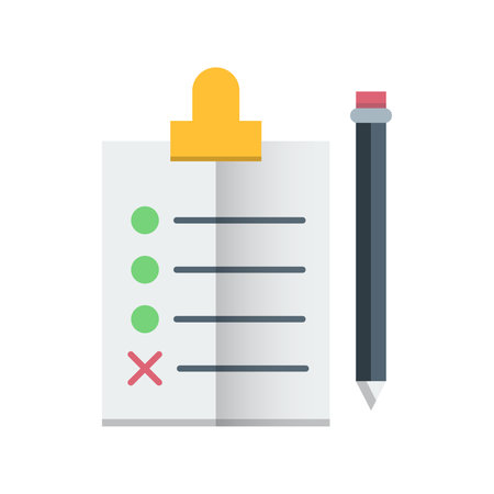 Pencil and checklist icon. Flat color design. Vector illustration.のイラスト素材