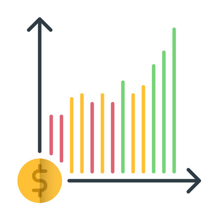 Finance graph with dollar sign. Flat style. Vector illustration.のイラスト素材