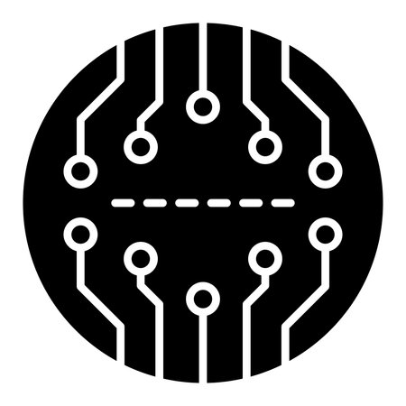 Circuit board vector icon. Black and white circuit board illustration. Solid linear icon.のイラスト素材