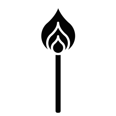 burning matchstick icon over white background, silhouette style, vector illustrationのイラスト素材