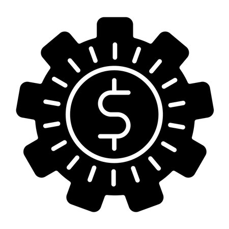 Gear with Dollar Sign Icon. Black and White Vector Illustration.のイラスト素材