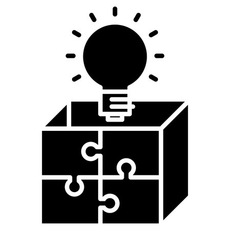 Idea Puzzle black icon. Pictograph is isolated on a white background. Designed for web and software interfaces.のイラスト素材