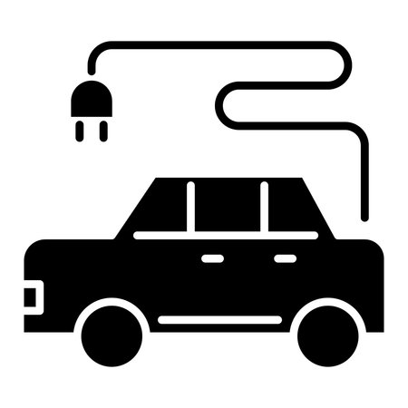 Electric car solid icon. Electric vehicle vector illustration isolated on white. Car glyph style design, designed for web and app. Eps 10のイラスト素材