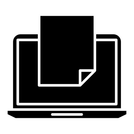 laptop computer with paper document file vector illustration design silhouette style iconのイラスト素材
