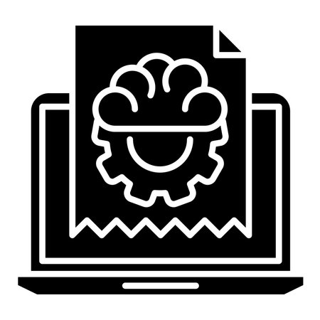 Laptop brain icon. Outline laptop brain vector icon for web design isolated on white backgroundのイラスト素材