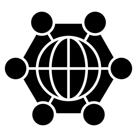 Global Network vector icon. Flat black symbol. Pictogram is isolated on a white background. Designed for web and software interfaces.のイラスト素材