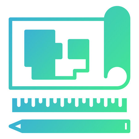 Ruler and puzzle flat icon. Blueprint gradient style design, designed for web and app. Eps 10