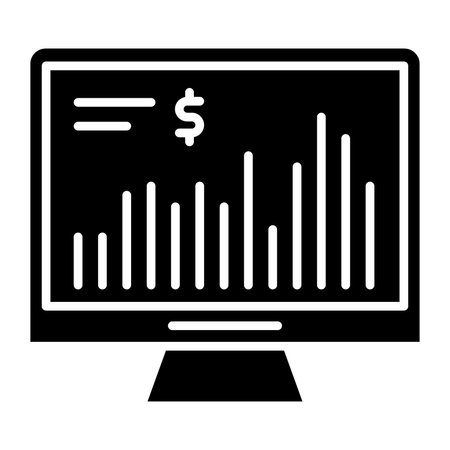 Monitor with stock market icon. Simple illustration of monitor with stock market vector icon for web design isolated on white backgroundのイラスト素材