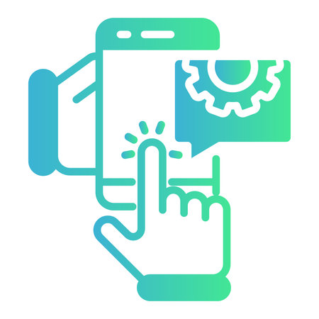 Smartphone with gear flat icon. Smartphone with gear gradient style design, designed for web and app. Eps 10のイラスト素材