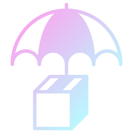 Illustration of an open box with an umbrella isolated on a white backgroundのイラスト素材