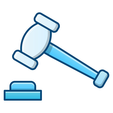 Judge hammer icon in flat style. Gavel vector illustration on white isolated background. Judge hammer business concept.のイラスト素材