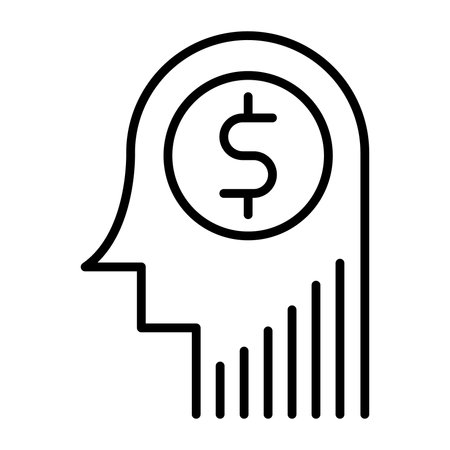 Human head with dollar sign vector illustration, line style icon design.のイラスト素材