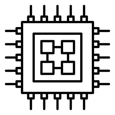 Microchip icon. Outline microchip vector icon for web design isolated on white backgroundのイラスト素材