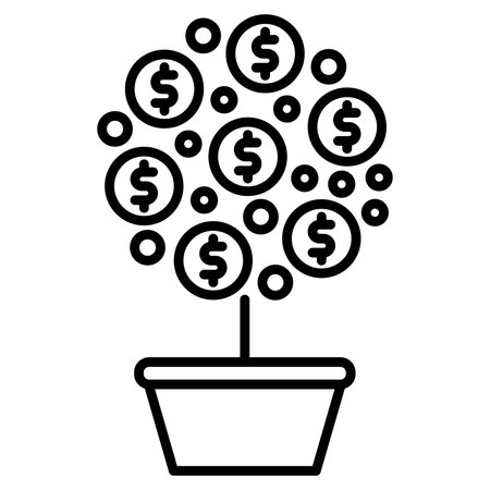 Money tree vector icon. Outline money tree vector icon for web design isolated on white backgroundのイラスト素材