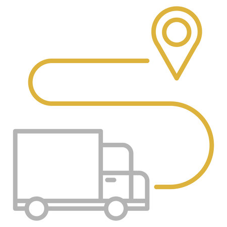 delivery truck with location pin on white background. Vector illustration.のイラスト素材