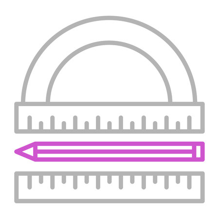 Ruler and pencil flat icon. Protractor vector illustration isolated on white. Ruler gradient style design, designed for web and app. Eps 10.のイラスト素材