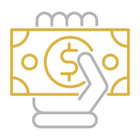 Money flat icon. Dollar and hand, vector graphics, a linear pattern on a white background, eps 10.のイラスト素材