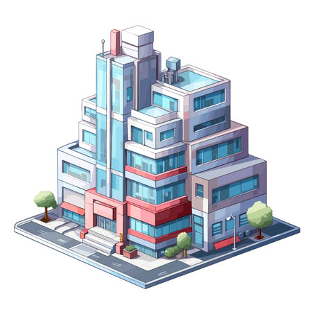 Isometric illustration of a skyscraper on a white background. Vector illustrationの素材