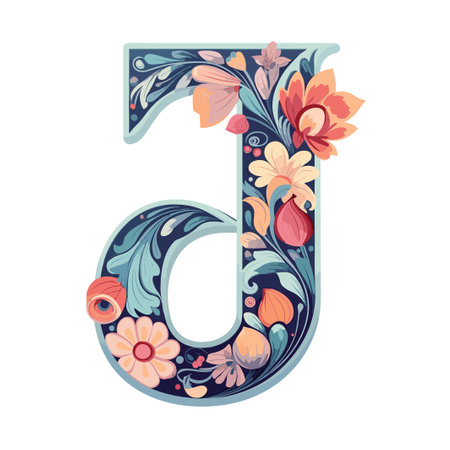Beautiful floral capital letter B. Vector illustration. Floral alphabet.の素材