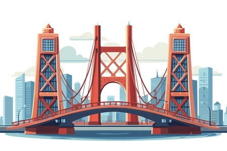 Golden Gate Bridge in San Francisco, California, United States of America. Vector illustrationの素材