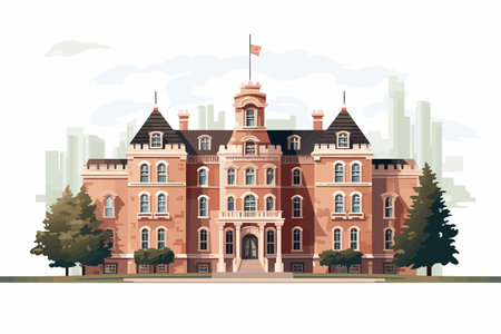 Historic building in the city. Vector illustration in flat style.の素材